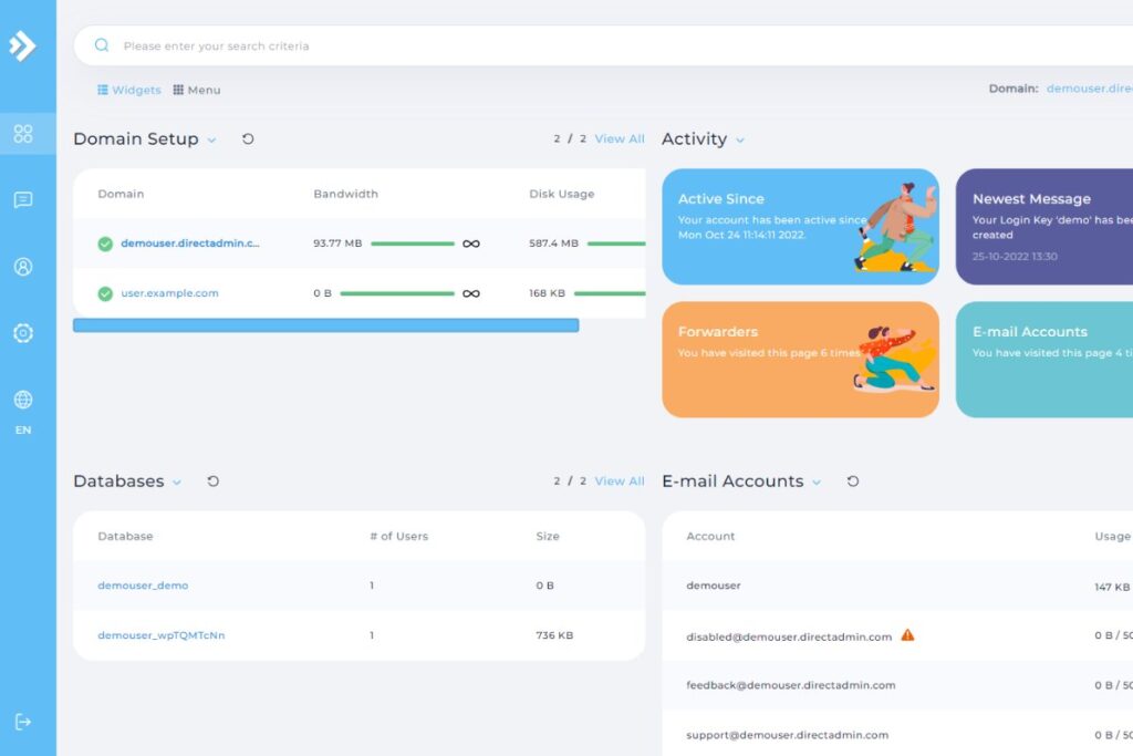 directadmin interface
