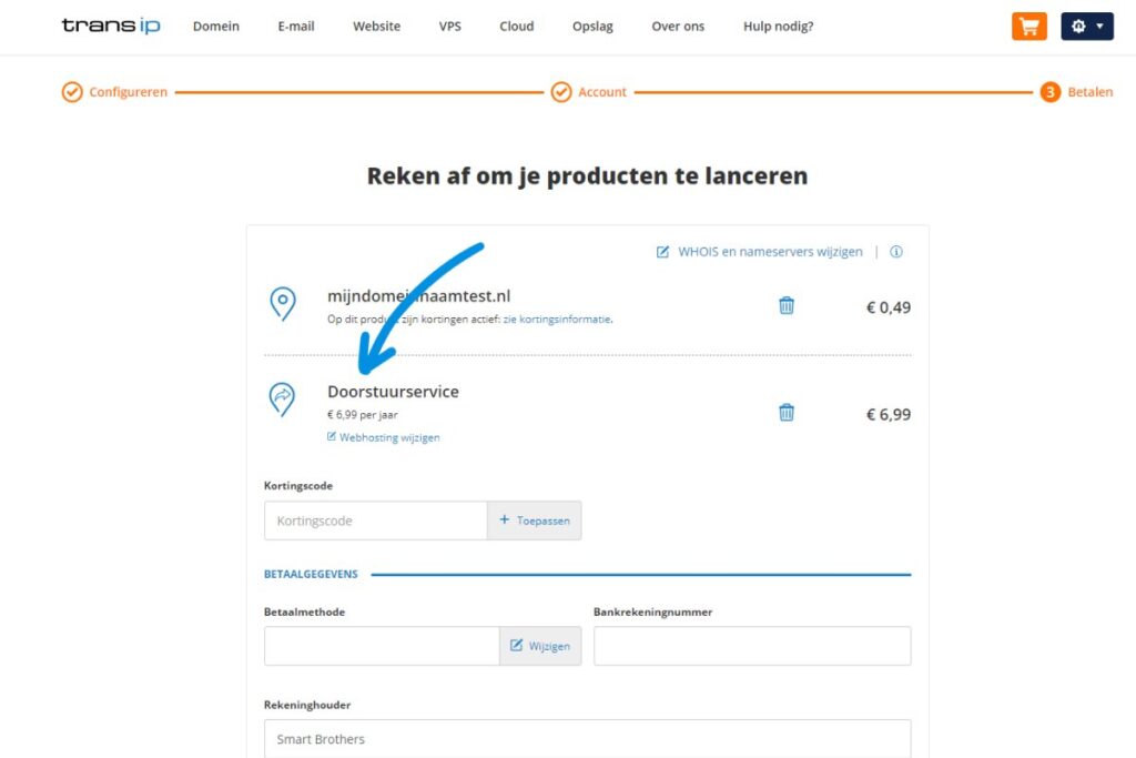 doorstuurservice kosten domeinnaam