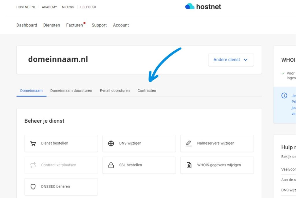 hostnet domeinnaam contracten