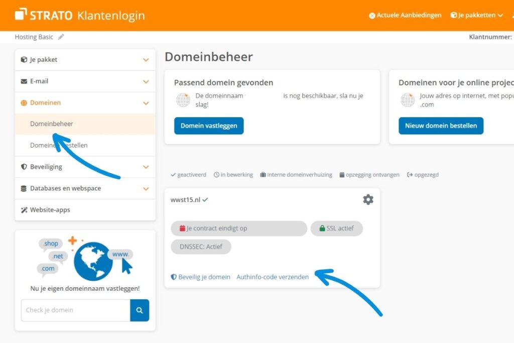 domeinnaam verhuizen strato
