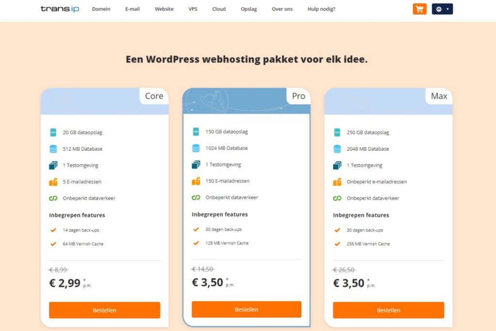 wordpress hosting bij transip