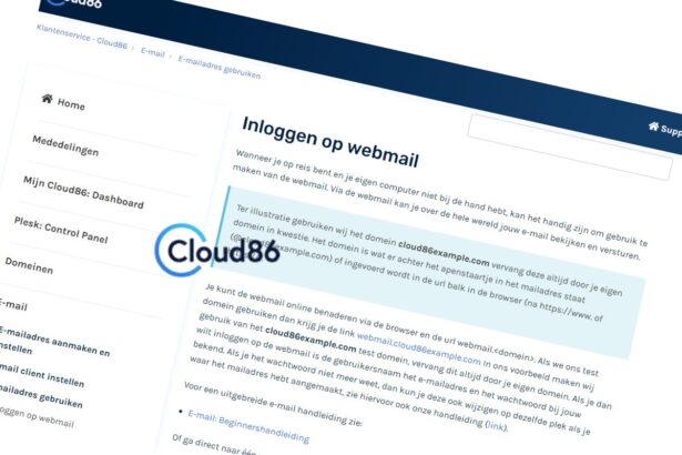 Cloud86 Uitleg Webmail