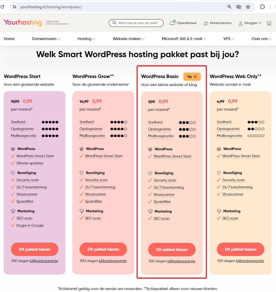 Welk pakket van yourhosting moet je kiezen?